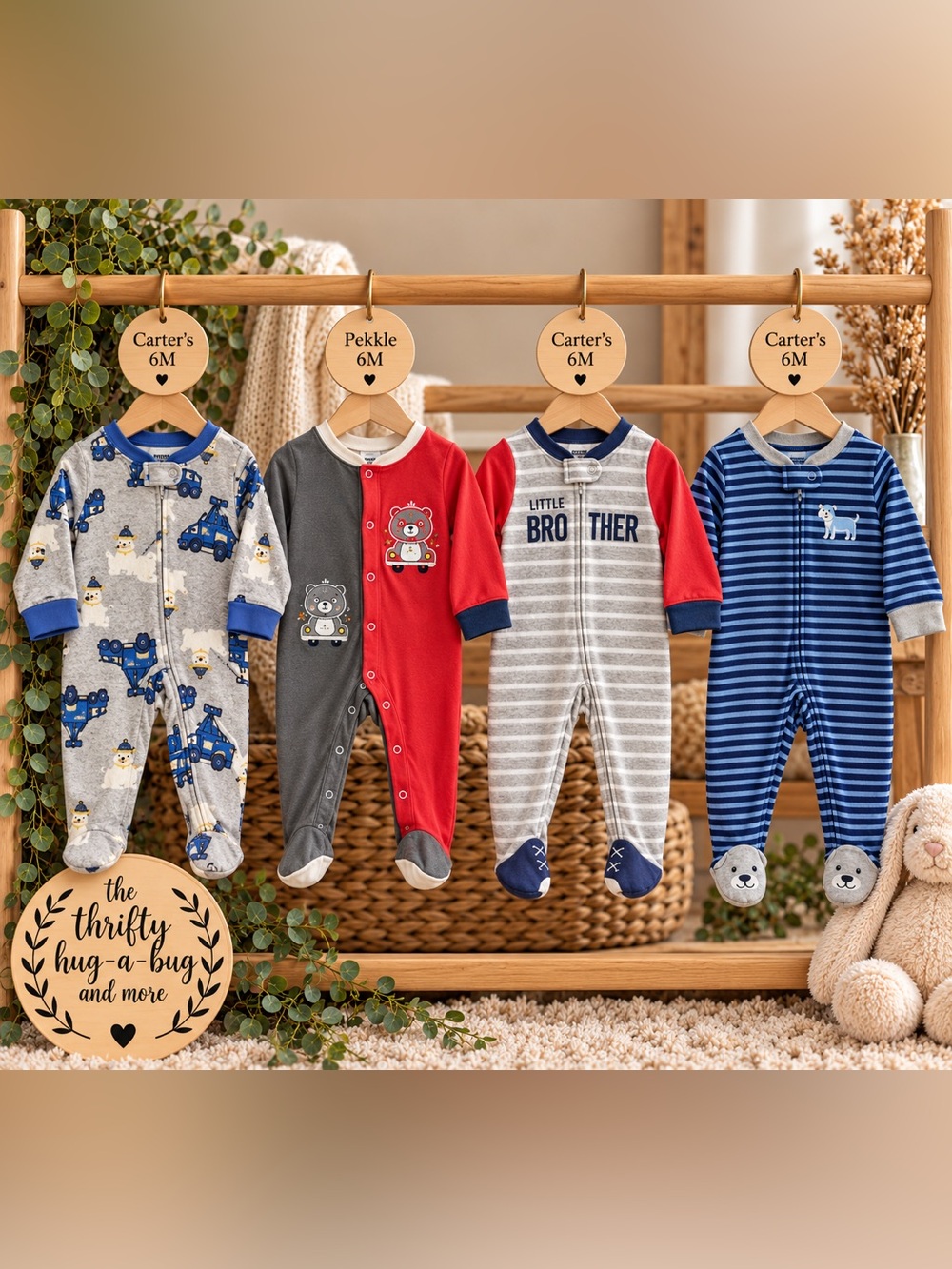Baby Boy 6M Sleeper Bundle Carter’s Pekkle Footed Pajamas 4 Piece Lot